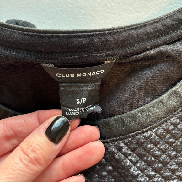 Club Monaco Quilted Texture Short Sleeve Top Chic Black Women's Small - Picture 7 of 8